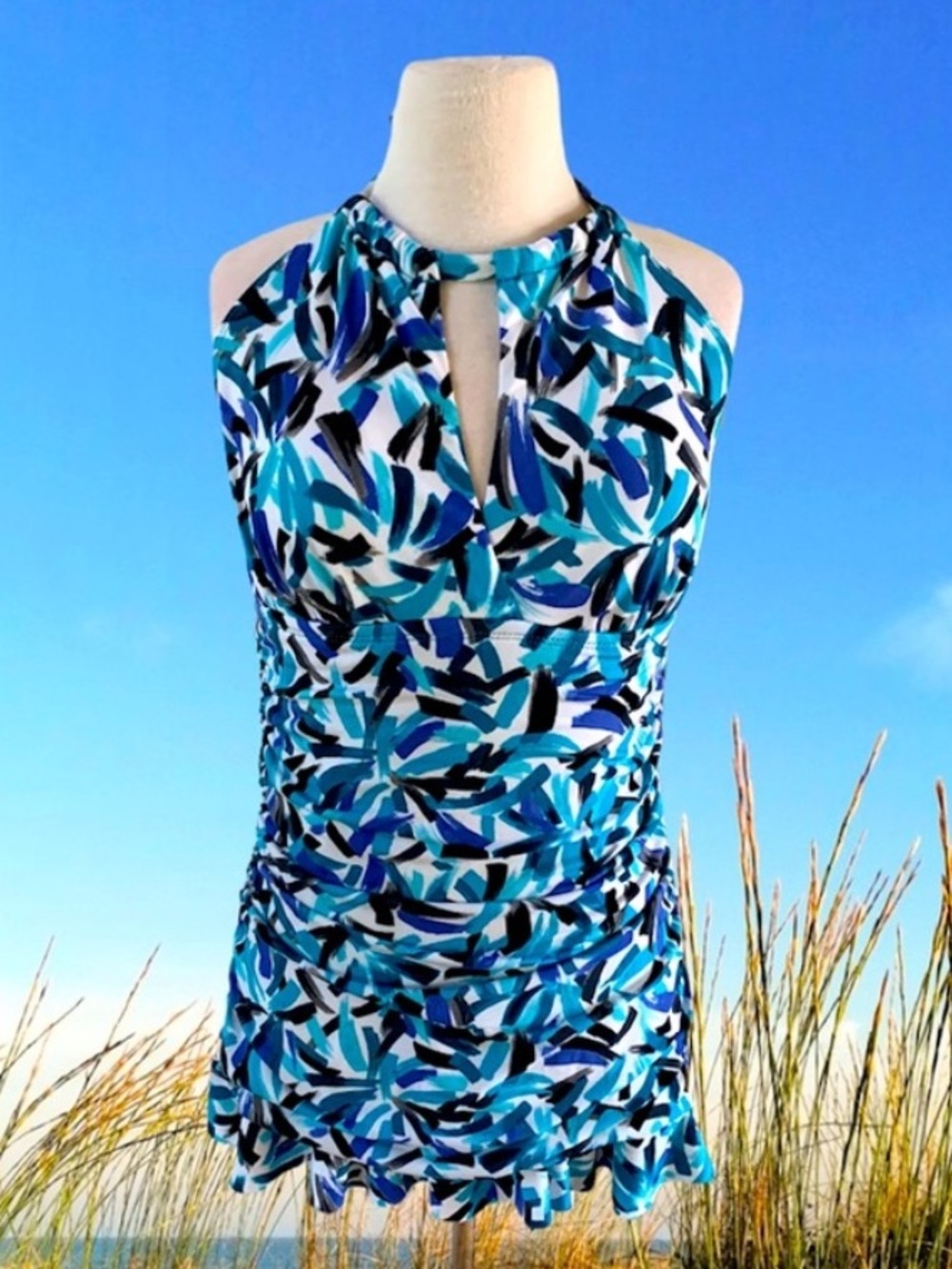 Swimdress One Piece New Blue Womens Small